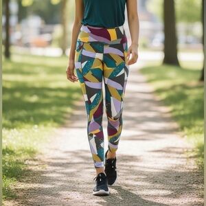 NWT SMARTWOOL Active Print 7/8 Legging in Twilight Blue Mosaic XS